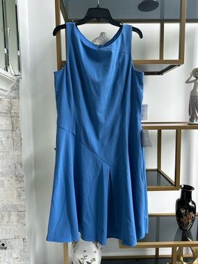 Tahari ASL Sleeveless Cornflower Blue Midi Dress